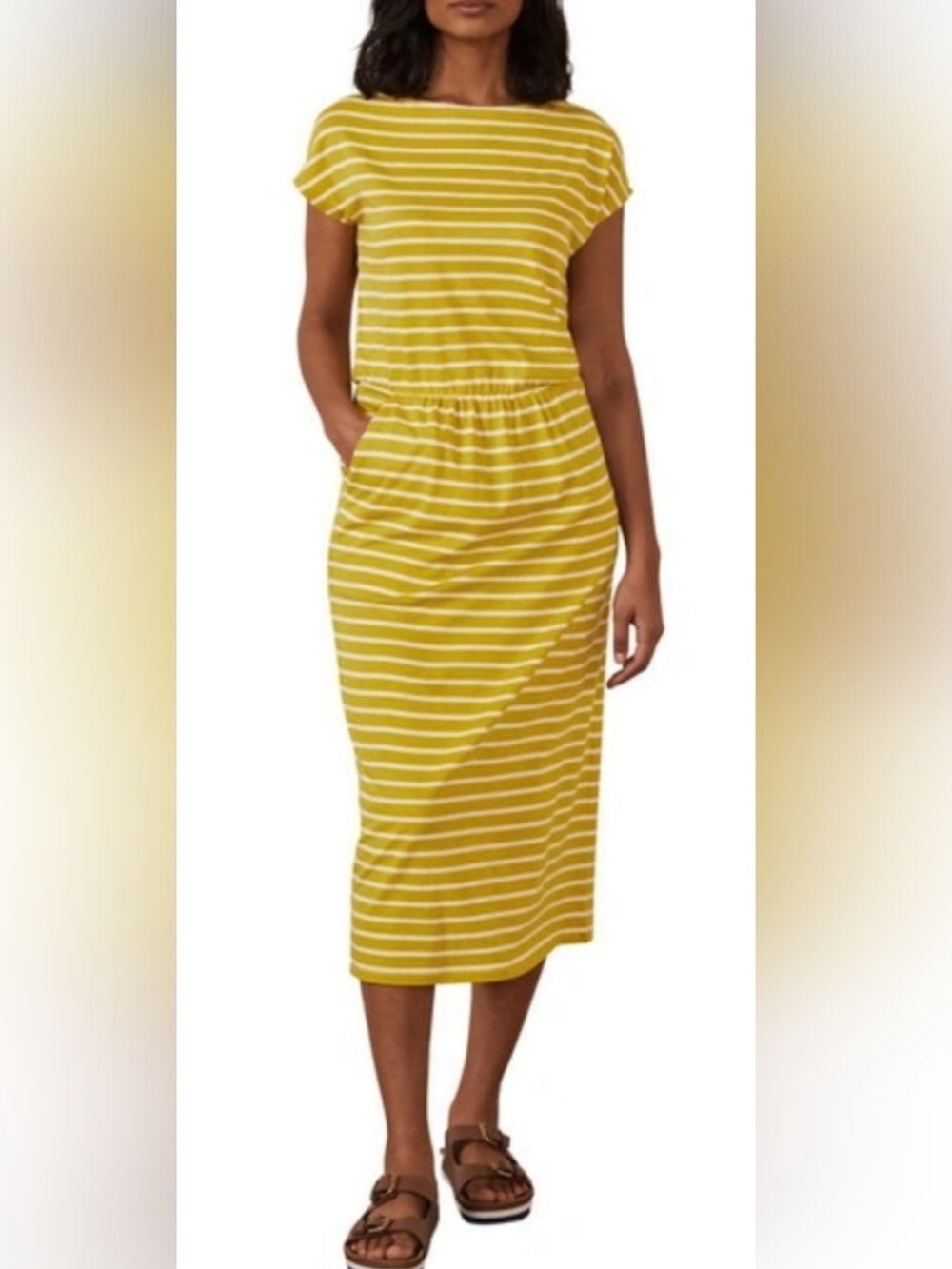 Boden - Odile Yellow Midi Dress with Elastic Waist
